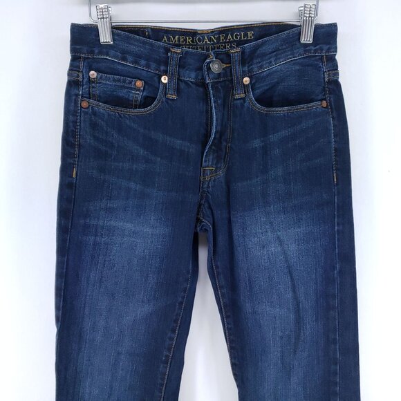 American Eagle Slim Straight Jeans Men's Size 26/28 Dark Wash - Picture 2 of 7